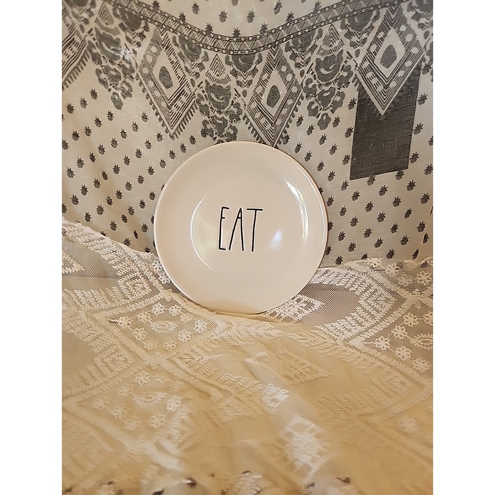 Rae Dunn EAT Appetizer Dessert Plates 6" Artisan Collection Magenta Set of 4